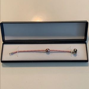 Pandora Leather Pink Bracelet with Heart Bead